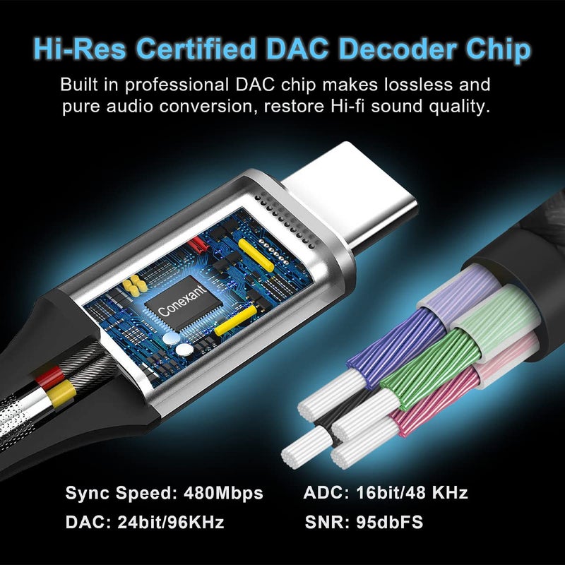 AuxLink USB C to 3.5mm Audio Adapter 3Packs, USB Type C Headphone Adapter Hi-Fi DAC Chip, USB C to Headphone Jack Female Aux Adapter for iPhone 15, Samsung Galaxy S22 S21 S20 Plus/Ultra Note 20/10 - Image 2